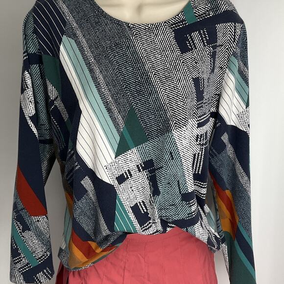 CJ Banks Patchwork Sweater Top Long Sleeve Abstract Autumn Fall XL - Picture 7 of 8